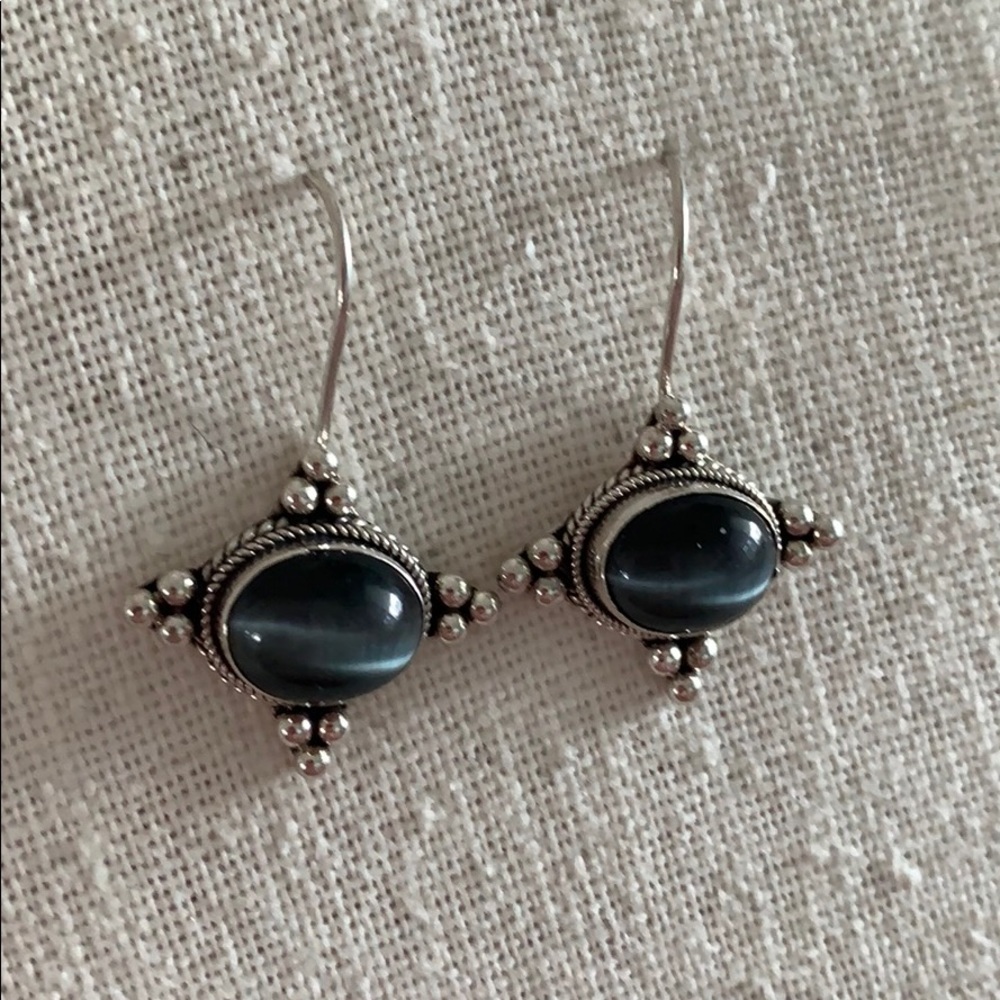Black Cat’s Eye Sterling silver earrings